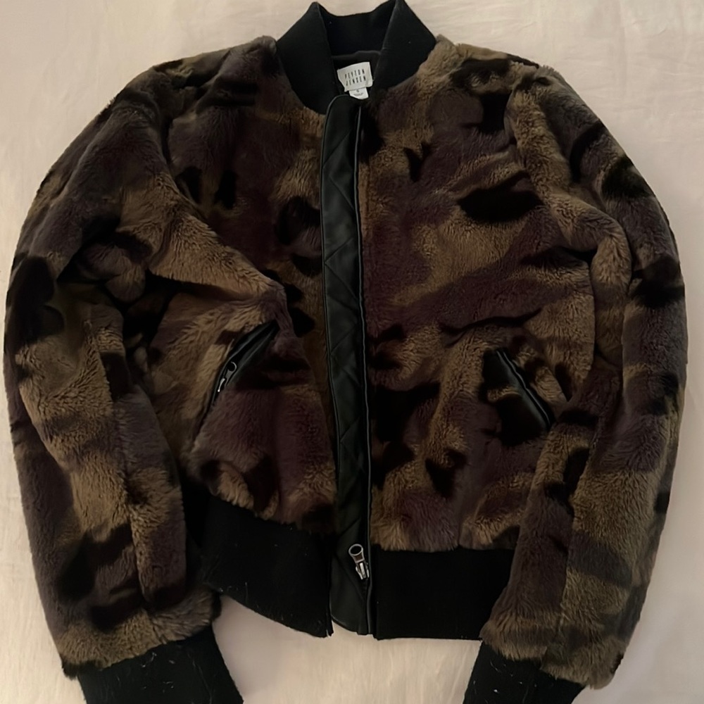 Peyton Jensen camo bomber jacket